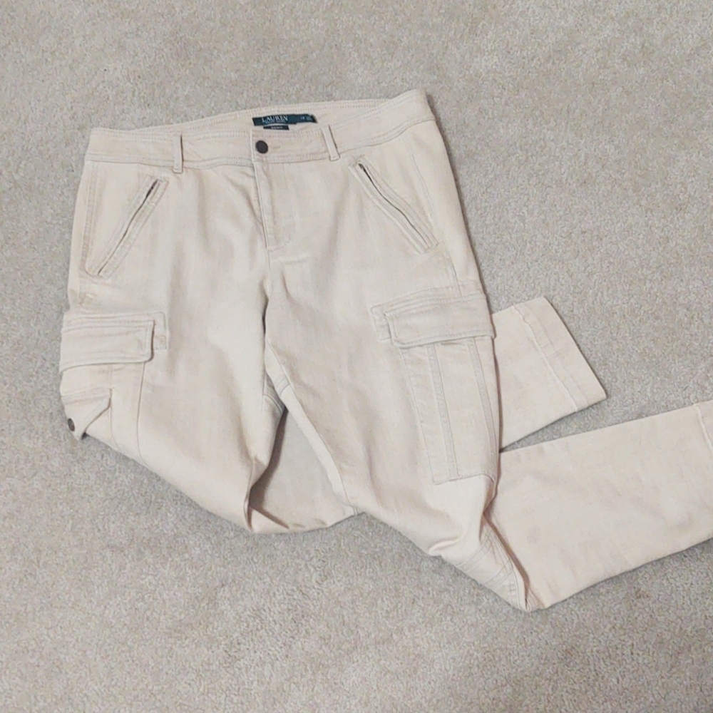 Women's size 12 Ralph Lauren Caurey tan skinny jeans